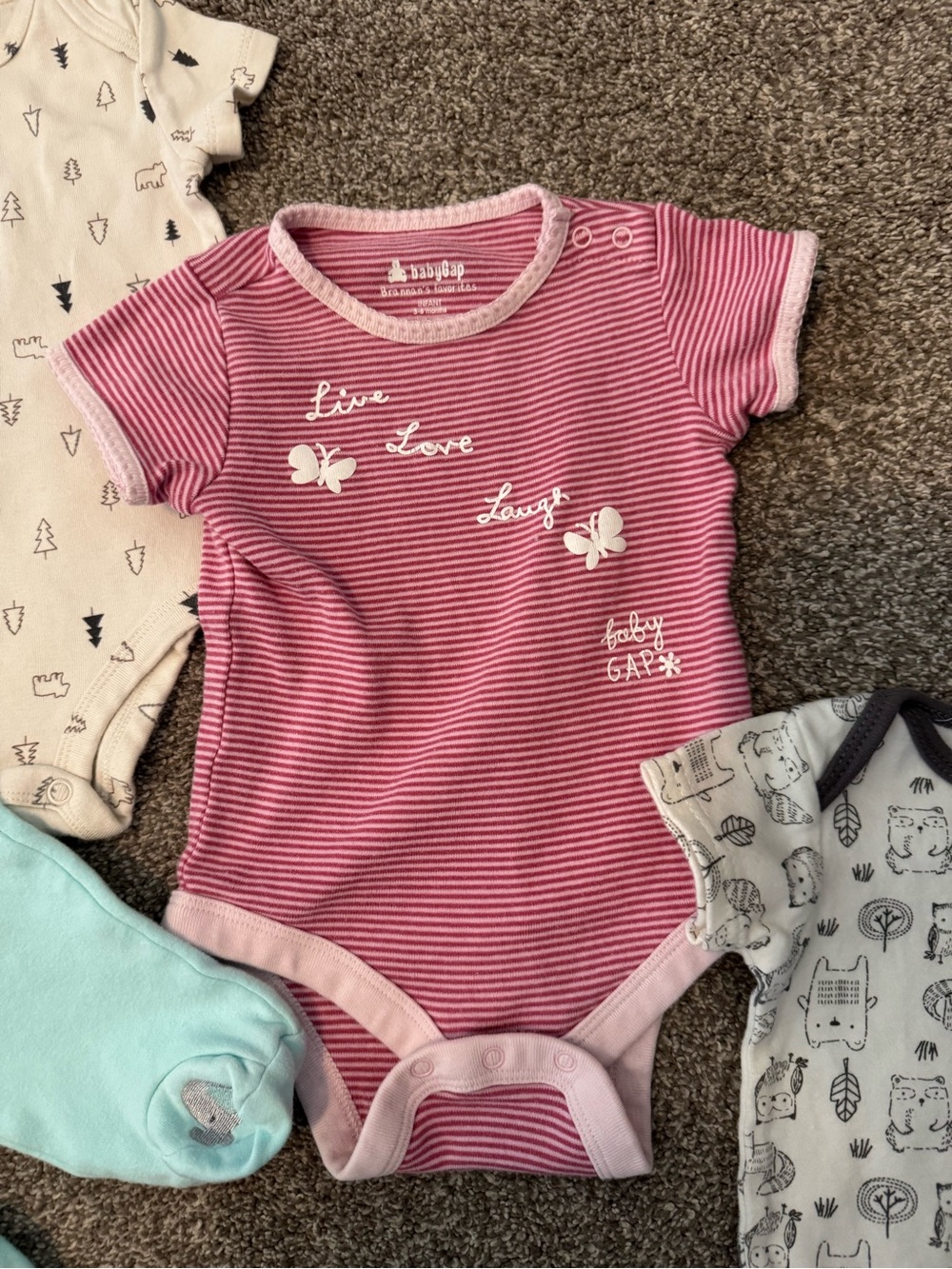 Baby girl lot of 4 one-pieces & 1 pant 3-6 months Baby Gap Chick Pea Koala Pink - Picture 3 of 13
